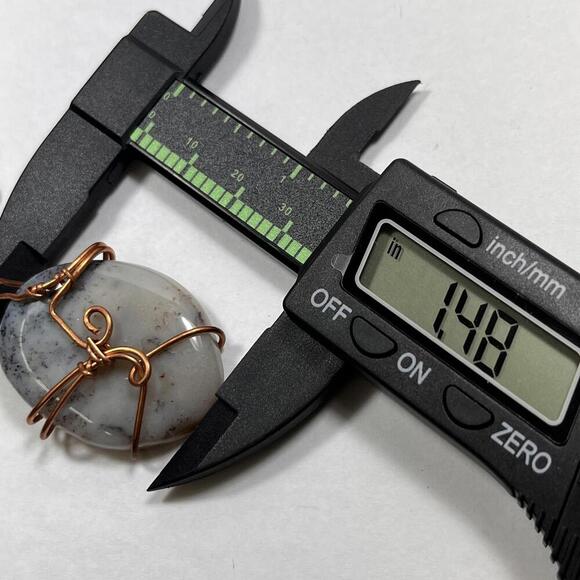 Handcrafted Wire Wrapped dendritic agate necklace Pendant Oval Cabochon - Picture 2 of 3